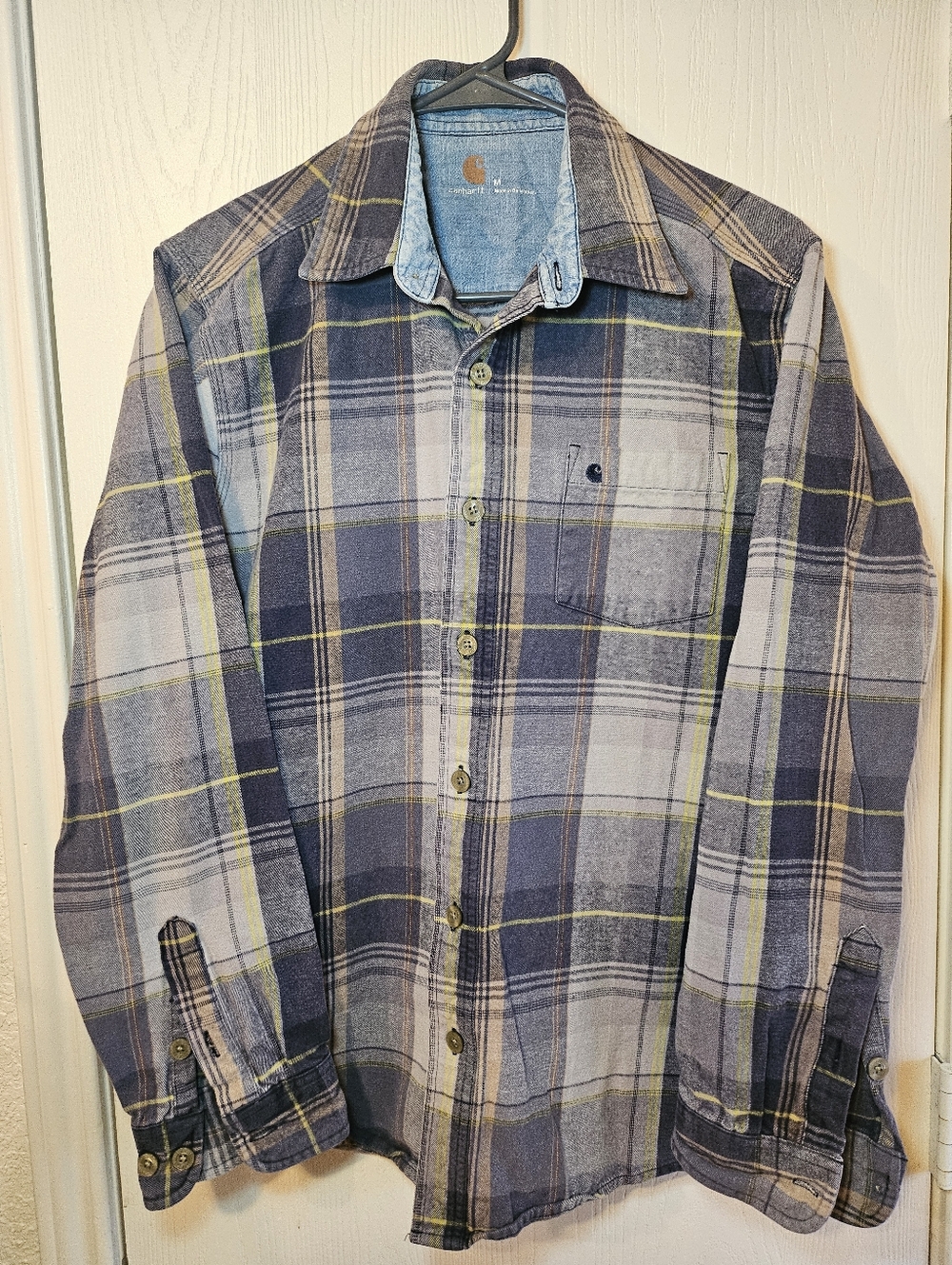 Carhartt Men's Plaid Cotton Button-Up Shirt Regular M